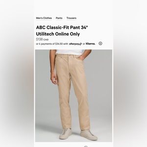 Men’s Lululemon ABC pant (Utilitech)